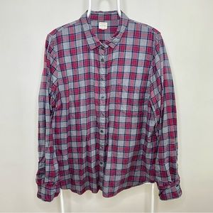 JCrew Flannel Shirt - Red & Gray Plaid